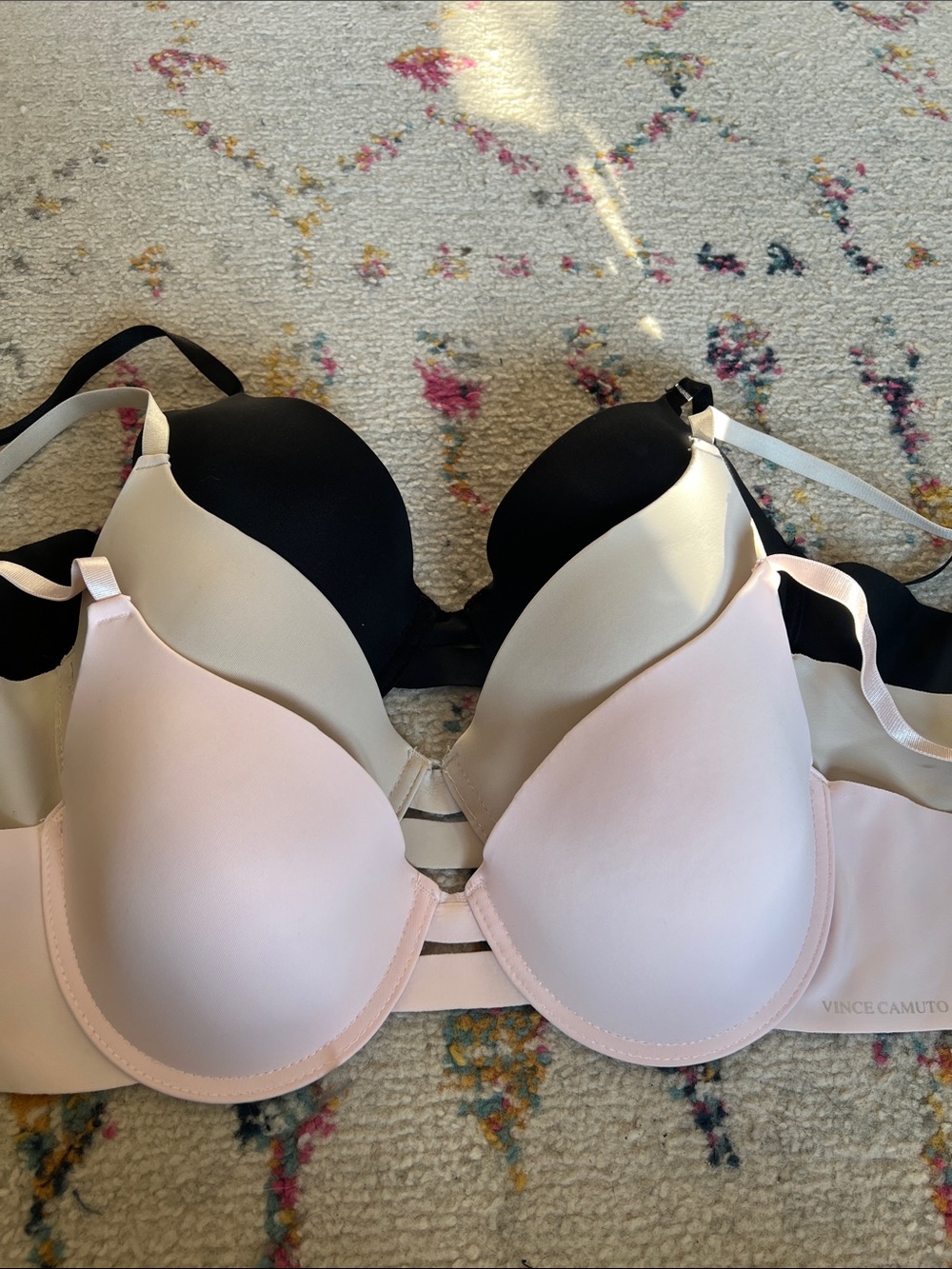 Vince Camuto 3-Pack T-Shirt Bras in Black, Ivory, Pale Pink